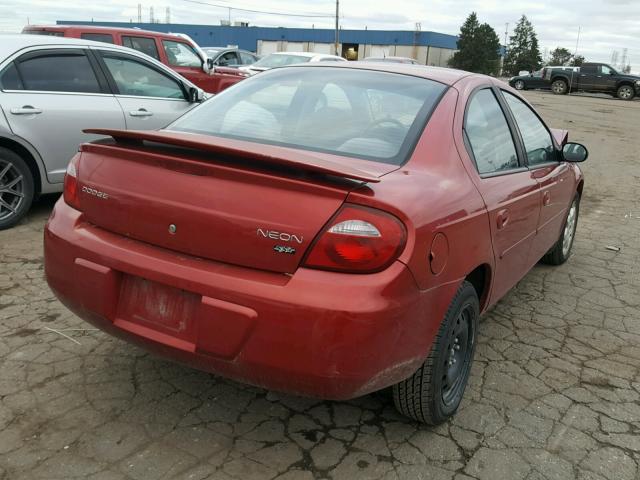 1B3ES56C25D110760 - 2005 DODGE NEON SXT RED photo 4