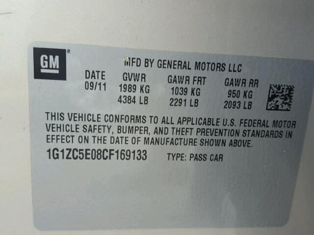 1G1ZC5E08CF169133 - 2012 CHEVROLET MALIBU 1LT GOLD photo 10