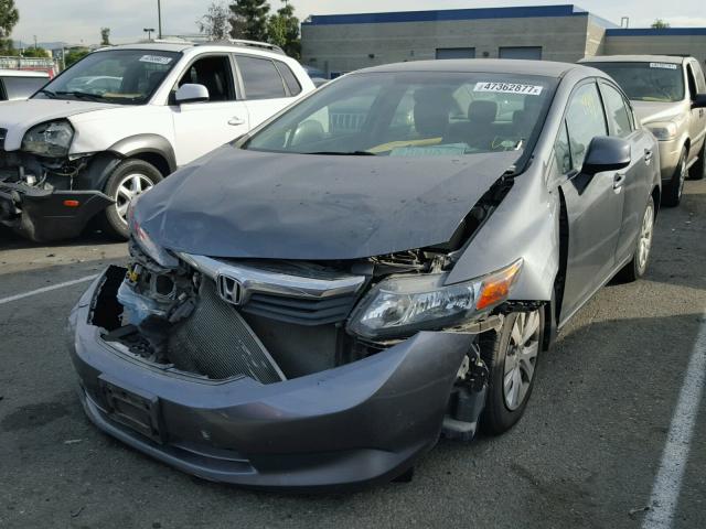 19XFB2F57CE349087 - 2012 HONDA CIVIC LX GRAY photo 2