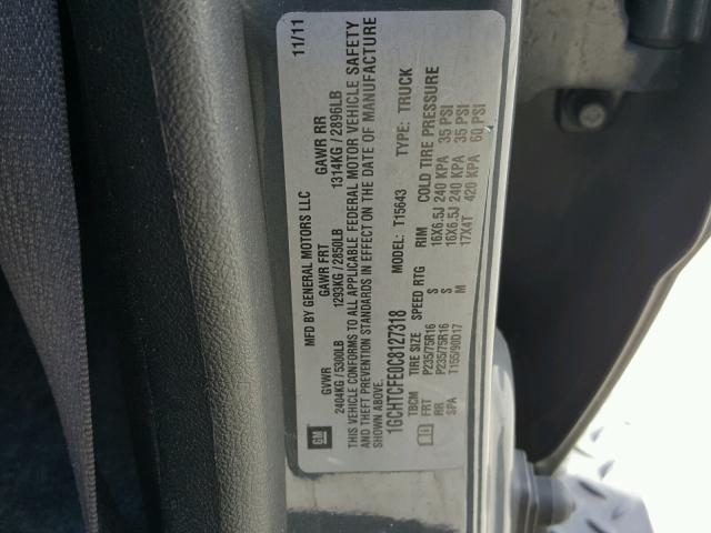 1GCHTCFE0C8127318 - 2012 CHEVROLET COLORADO L GRAY photo 10