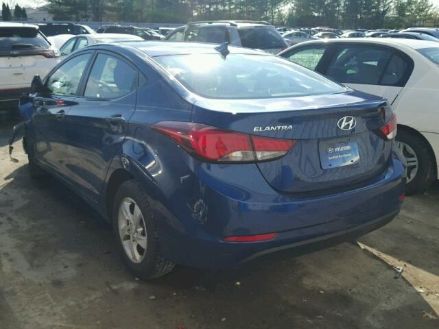 5NPDH4AE1FH609251 - 2015 HYUNDAI ELANTRA SE BLUE photo 3