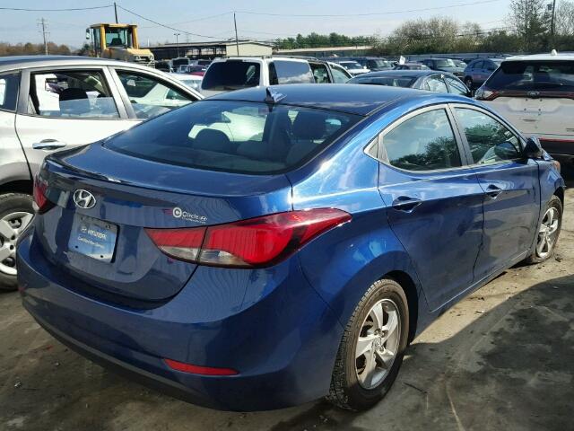 5NPDH4AE1FH609251 - 2015 HYUNDAI ELANTRA SE BLUE photo 4