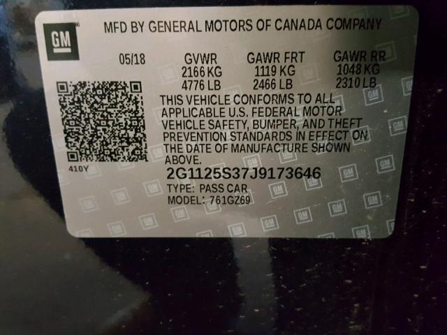 2G1125S37J9173646 - 2018 CHEVROLET IMPALA PRE ლურჯი ფოტო 10