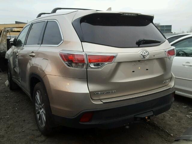 5TDJKRFHXGS505812 - 2016 TOYOTA HIGHLANDER BEIGE photo 3