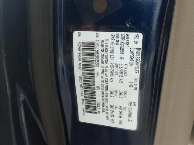 1C4GJ15B82B628276 - 2002 CHRYSLER VOYAGER EC BLUE photo 10