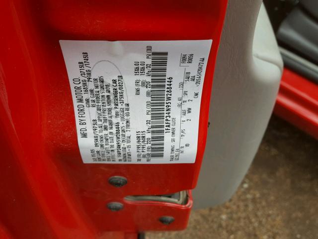 1FAFP34N95W288446 - 2005 FORD FOCUS ZX4 RED photo 10