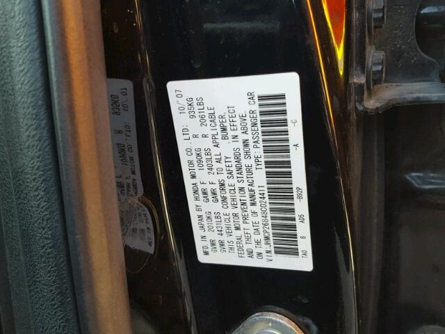 JHMCP26848C024411 - 2008 HONDA ACCORD EXL BLACK photo 10