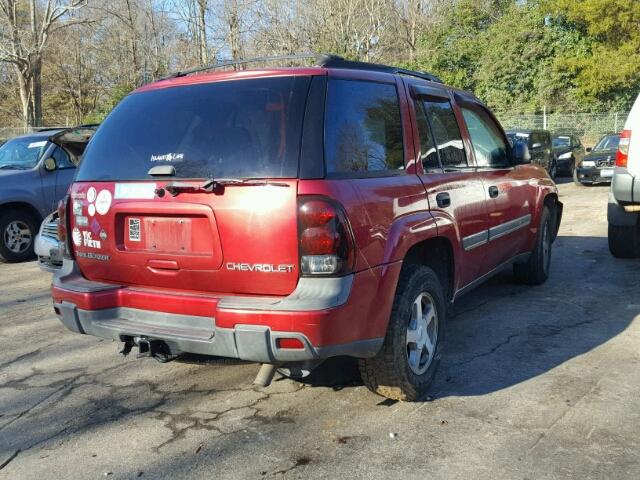 1GNDS13S022112651 - 2002 CHEVROLET TRAILBLAZE RED photo 4