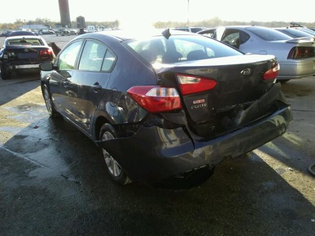 KNAFX4A67E5181394 - 2014 KIA FORTE LX BLUE photo 3