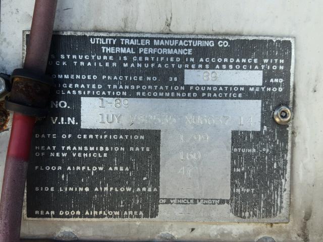 1UYVS2535XU663714 - 1999 UTILITY TRAILER WHITE photo 10