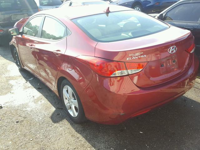 5NPDH4AE4DH353376 - 2013 HYUNDAI ELANTRA GL MAROON photo 3