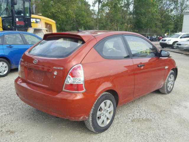 KMHCM36C79U134140 - 2009 HYUNDAI ACCENT GS ORANGE photo 4