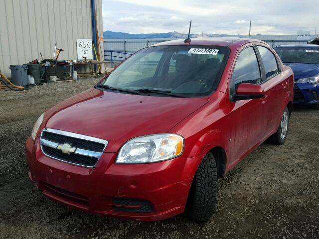 KL1TD56E89B330866 - 2009 CHEVROLET AVEO LS RED photo 2