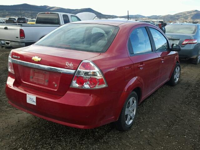 KL1TD56E89B330866 - 2009 CHEVROLET AVEO LS RED photo 4