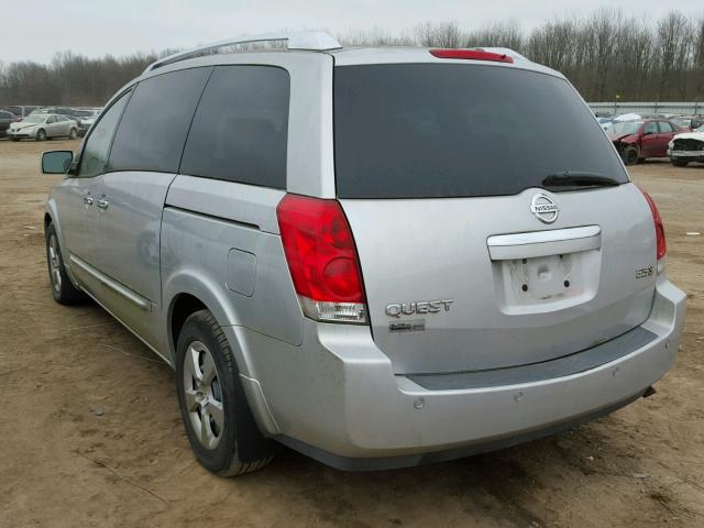 5N1BV28U97N105741 - 2007 NISSAN QUEST S SILVER photo 3