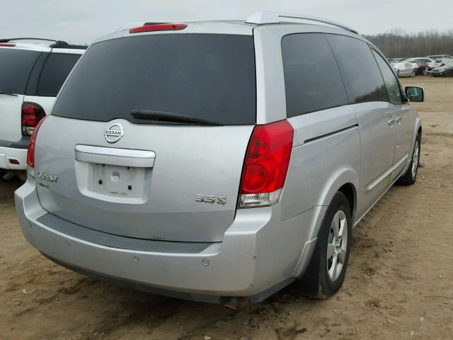 5N1BV28U97N105741 - 2007 NISSAN QUEST S SILVER photo 4