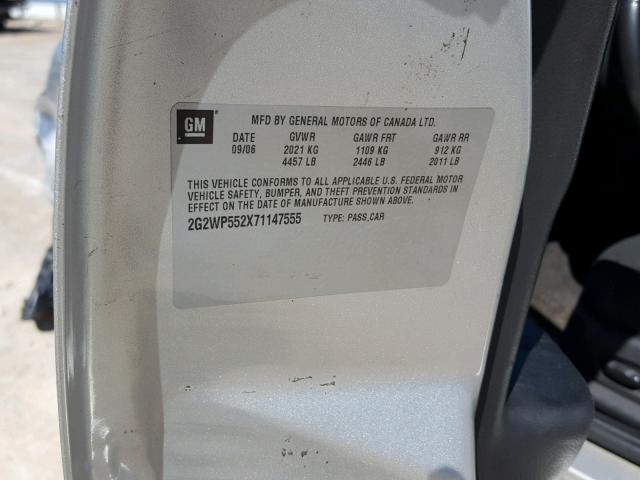 2G2WP552X71147555 - 2007 PONTIAC GRAND PRIX 银色 照片 10