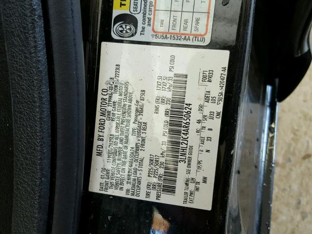 3LNHL2JC4AR650624 - 2010 LINCOLN MKZ BLACK photo 10