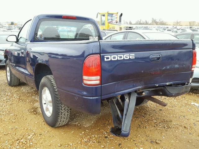 1B7FL26X6XS109546 - 1999 DODGE DAKOTA BLUE photo 3