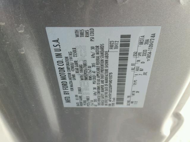 4F4YR12D29PM01575 - 2009 MAZDA B2300 SILVER photo 10