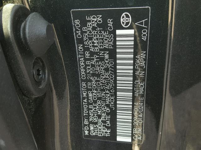 JTKDE167590277701 - 2009 TOYOTA SCION TC 黑色 照片 10
