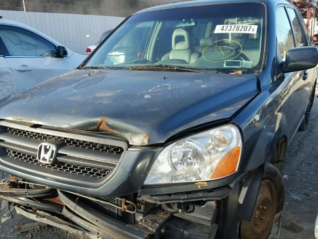 2HKYF18644H566204 - 2004 HONDA PILOT EXL BLUE photo 2