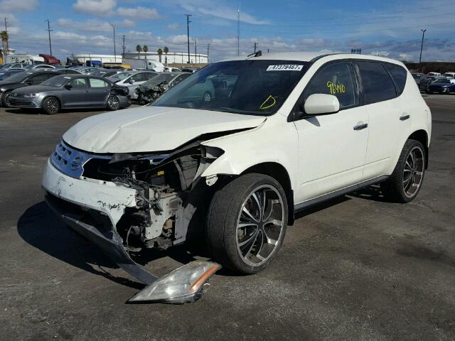 JN8AZ08T85W311001 - 2005 NISSAN MURANO SL WHITE photo 2