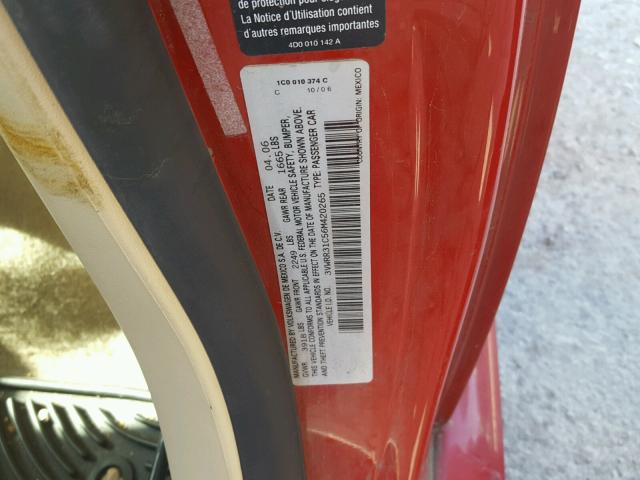 3VWRR31C56M420265 - 2006 VOLKSWAGEN NEW BEETLE 红色 照片 10