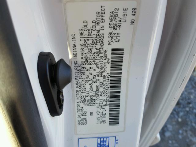 5TDZA23C04S214494 - 2004 TOYOTA SIENNA CE WHITE photo 10