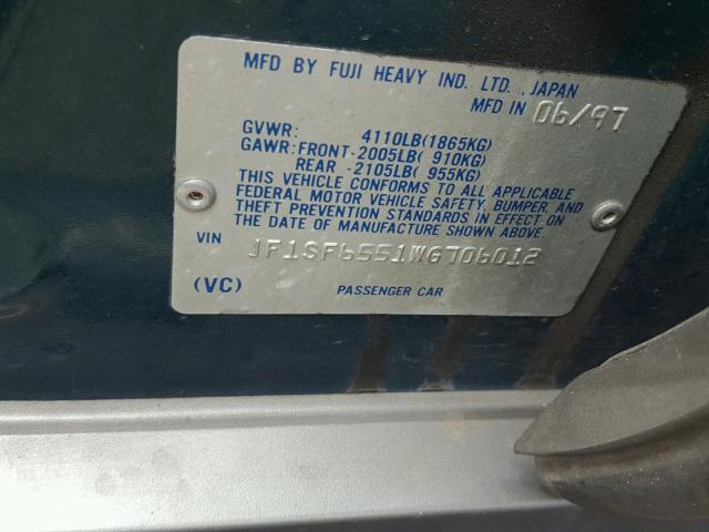 JF1SF6551WG706012 - 1998 SUBARU FORESTER S 绿色 照片 10