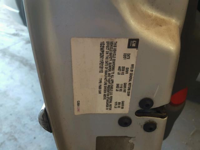 1G2WP52K11F213110 - 2001 PONTIAC GRAND PRIX SILVER photo 10