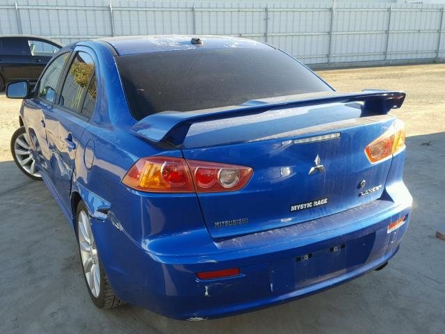 JA3AU86W39U003837 - 2009 MITSUBISHI LANCER GTS BLUE photo 3