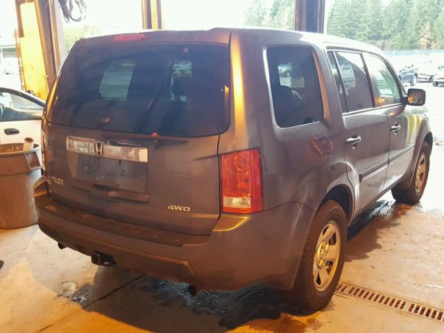 5FNYF4H28AB019588 - 2010 HONDA PILOT LX GRAY photo 4