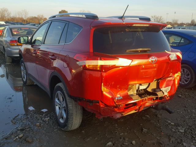 2T3WFREV6FW172698 - 2015 TOYOTA RAV4 XLE RED photo 3