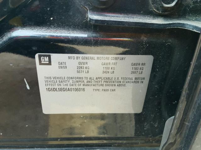 1G6DL5EG6A0106016 - 2010 CADILLAC CTS PERFOR 黑色 照片 10