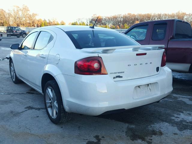 1C3CDZABXEN220654 - 2014 DODGE AVENGER SE WHITE photo 3