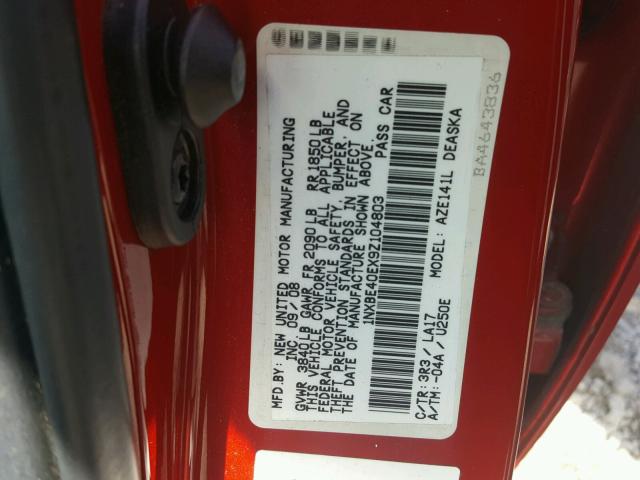 1NXBE40EX9Z104803 - 2009 TOYOTA COROLLA XR 红色 照片 10