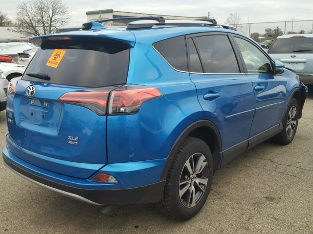 JTMRFREV0HJ109028 - 2017 TOYOTA RAV4 XLE BLUE photo 4