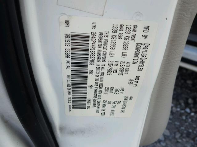 2A4GP44R16R637868 - 2006 CHRYSLER TOWN & COU WHITE photo 10