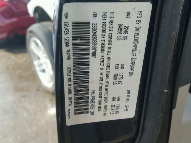 2B3KA43G66H287887 - 2006 DODGE CHARGER SE BLACK photo 10