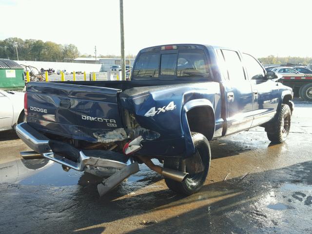 1D7HG48N33S170664 - 2003 DODGE DAKOTA QUA BLUE photo 4