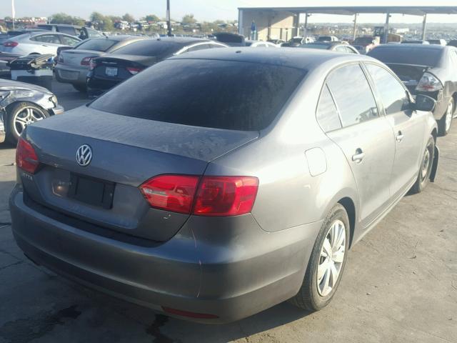 3VW2K7AJ6CM334762 - 2012 VOLKSWAGEN JETTA BASE GRAY photo 4