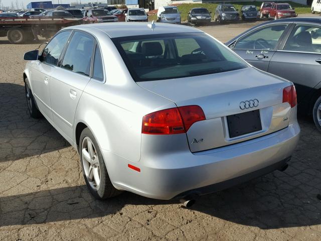 WAUDH78E67A021195 - 2007 AUDI A4 3.2 QUA SILVER photo 3