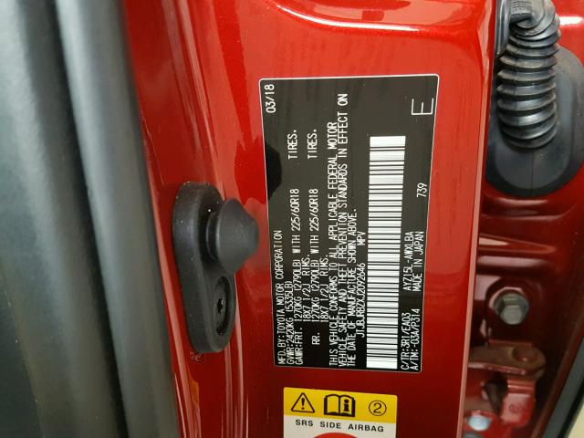 JTJBJRBZXJ2092646 - 2018 LEXUS NX 300H RED photo 10