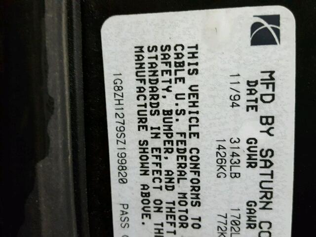 1G8ZH1279SZ199820 - 1995 SATURN SC2 TEAL photo 10