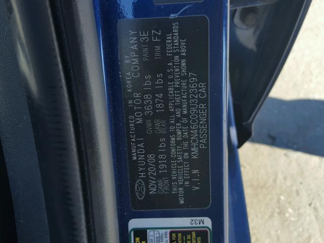 KMHCN46C09U323697 - 2009 HYUNDAI ACCENT GLS BLUE photo 10