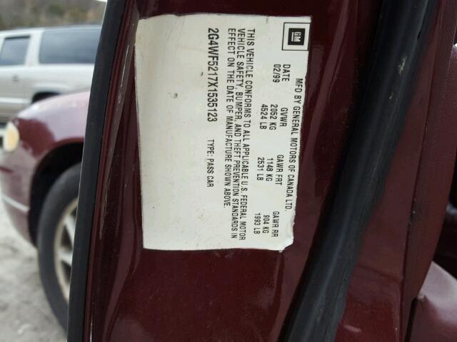 2G4WB52K6W1584865 - 1998 BUICK REGAL LS BURGUNDY photo 10