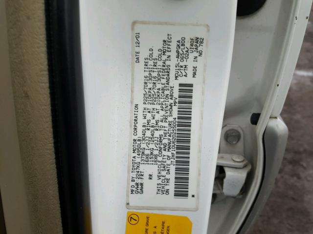 JTJHF10U620255004 - 2002 LEXUS RX 300 WHITE photo 10