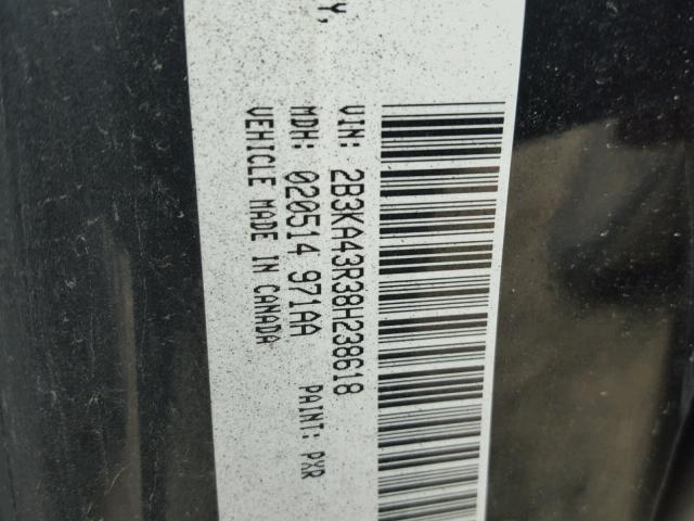 2B3KA43R38H238618 - 2008 DODGE CHARGER BLACK photo 10