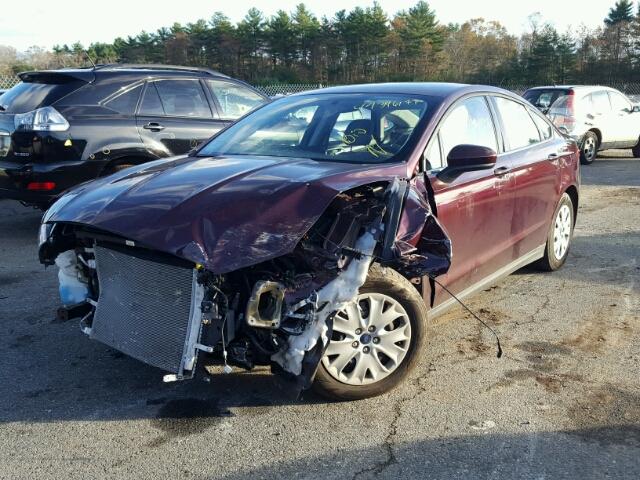 3FA6P0G72DR121701 - 2013 FORD FUSION S MAROON photo 2